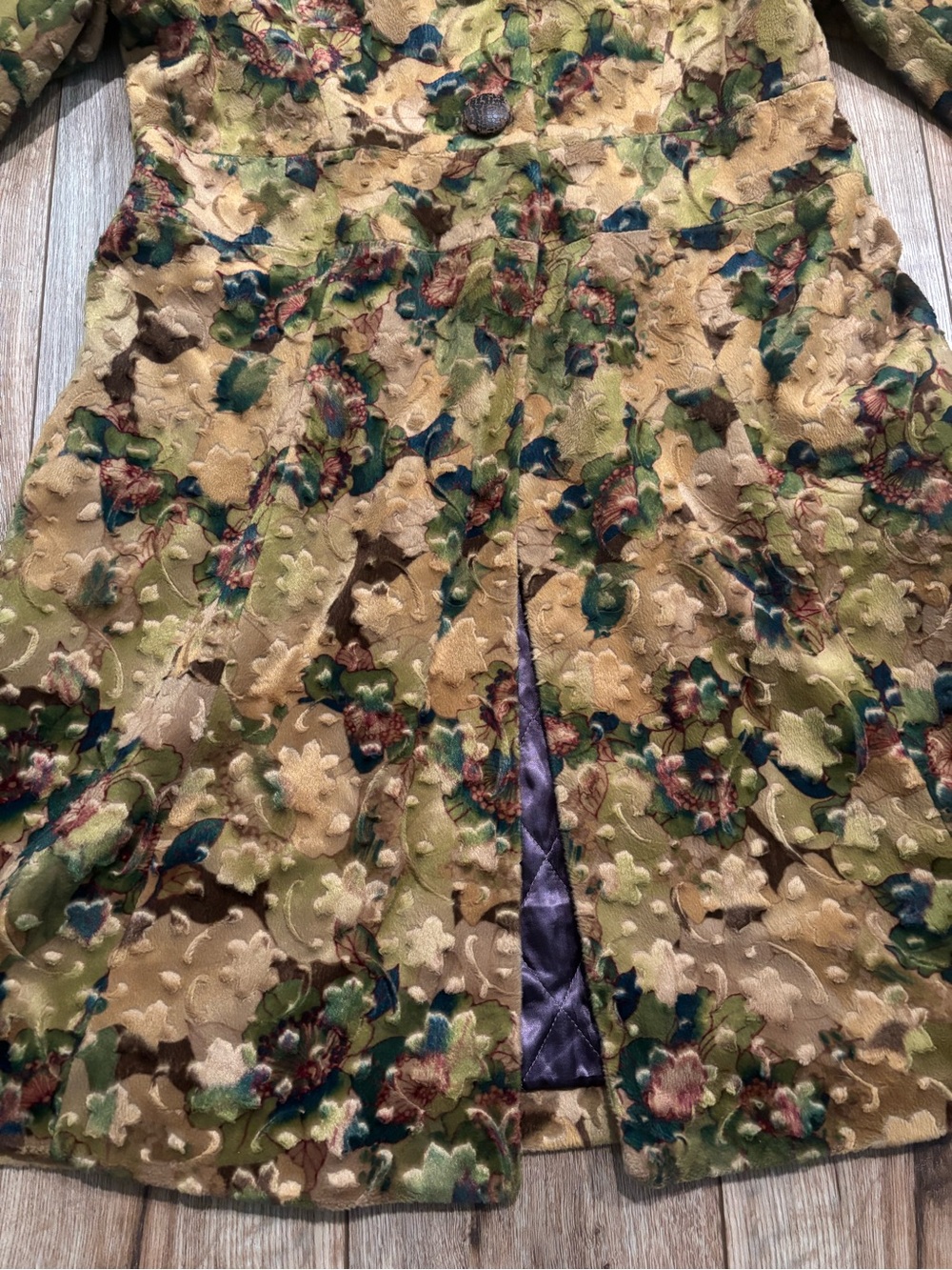 Vintage Free People Coat Coat with Floral Pattern and Faux Fur - Picture 3 of 11